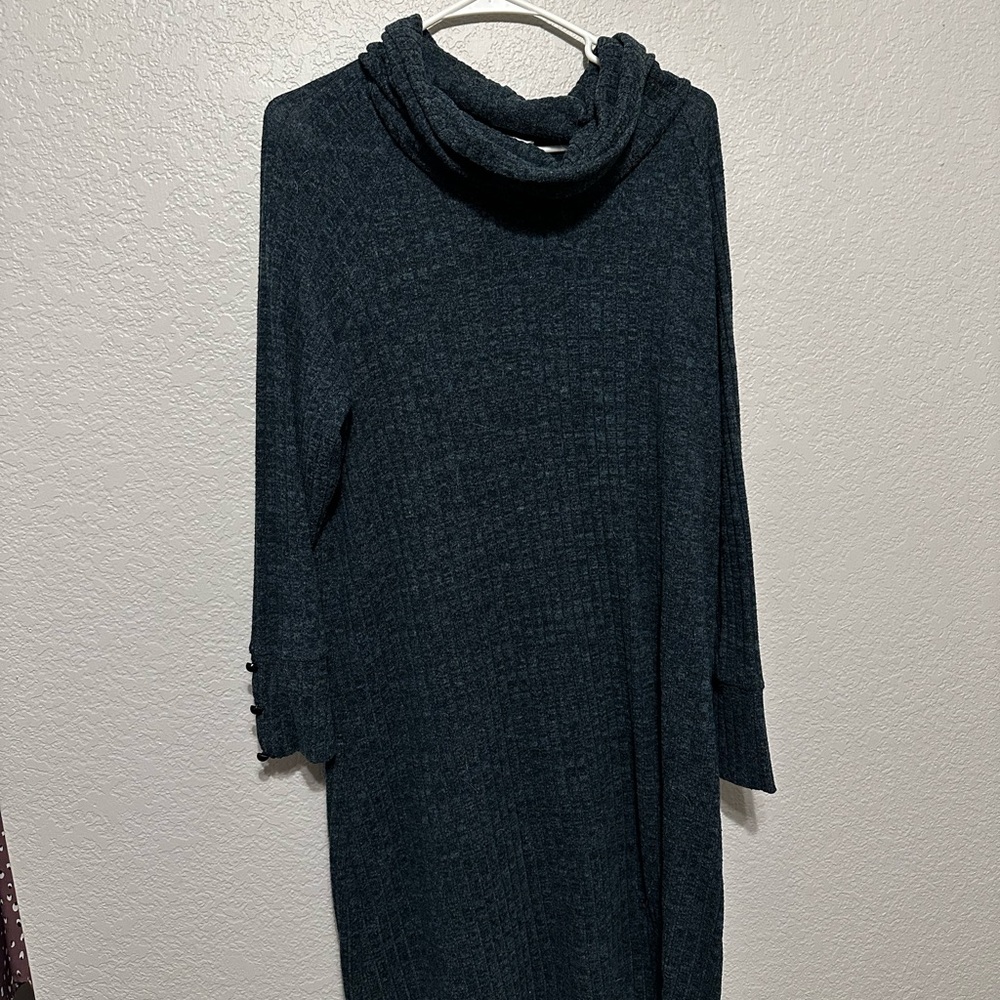 CJ Banks Teal Cowl Neck Sweater